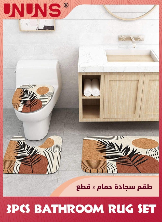 UNUNS 3-Piece Bathroom Rug Set,Abstract Minimalistic Arch Bath Mats Set For Bathroom,Anti-slip Washable Cover Floor Rug Decorations For Kitchen Bathroom - Image 1