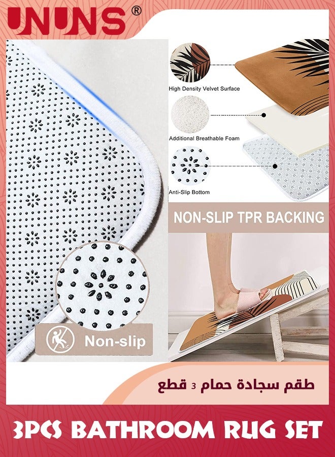 UNUNS 3-Piece Bathroom Rug Set,Abstract Minimalistic Arch Bath Mats Set For Bathroom,Anti-slip Washable Cover Floor Rug Decorations For Kitchen Bathroom - Image 5