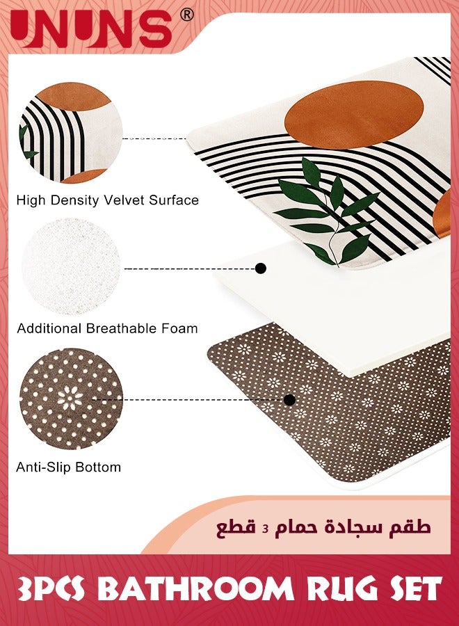 UNUNS 3-Piece Bathroom Rug Set,Abstract Minimalistic Arch Bath Mats Set For Bathroom,Anti-slip Washable Cover Floor Rug Decorations For Kitchen Bathroom - Image 4