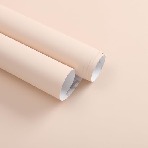 Froluya Beige Wallpaper Peel and Stick 16 inch x 197 inch Beige Contact Paper Matte Removable Waterproof Peel and Stick Wallpaper Self-Adhesive Contact Paper for Cabinets Bedroom Bathroom - Image 1