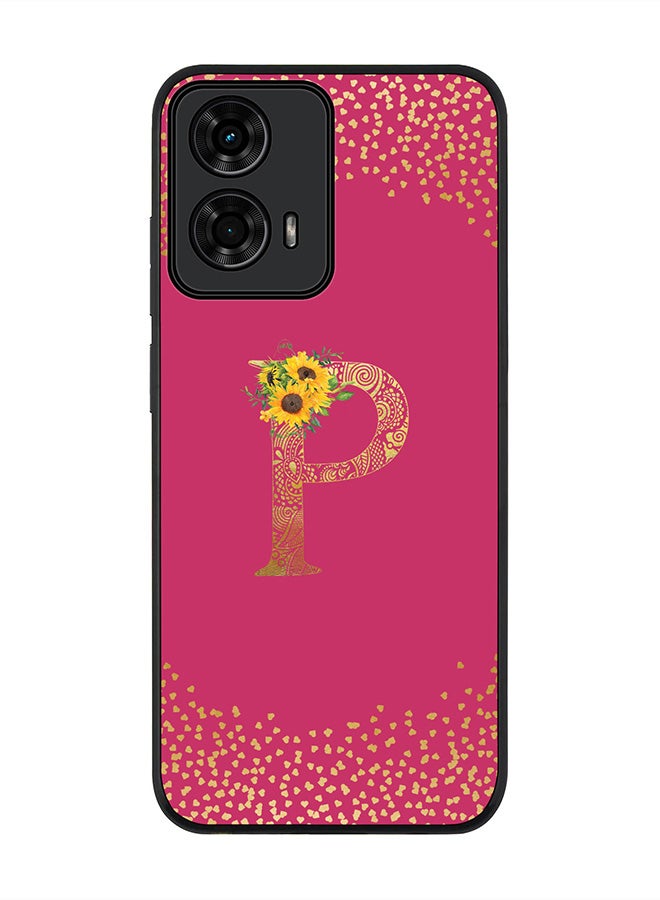 Stylizedd For Motorola Moto G24 / G24 Power Case,Slim fit Camera Protection, Shockproof Thin Phone cover - Custom Floral Monogram - P ( Deep Pink ) - Image 1