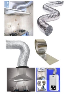 Shams Hobby or chimney expands to 5 meters and a diameter (6 inches or 15.306 cm) of thermally expandable aluminum for kitchen hood, gas heater and air conditioning + a special thermal paste roll of 23 yards  - Image 3