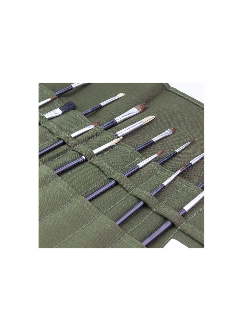 ستود 1-Piece 42x36cm Roll Up Canvas Paint Brush Bag,Artist Draw Pen Case,Watercolor Oil Pen Storage Bag - Image 2