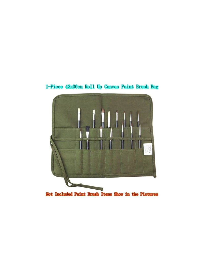 ستود 1-Piece 42x36cm Roll Up Canvas Paint Brush Bag,Artist Draw Pen Case,Watercolor Oil Pen Storage Bag - Image 1