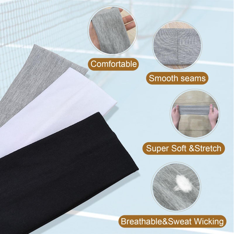 Fecawd 3PCS Headbands for Women Non Slip Elastic Sweat Hairbands Fashion Sports Hair Bands Soft Cloth Fabric Stretchy Headband for Workout Yoga Running - Image 2