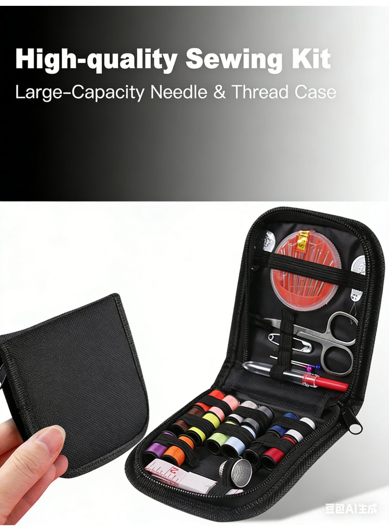 فَرَحُوم طقم خياطة سفر مكون من 27 قطعة للكبار والصغار - لوازم خياطة طارئة محمولة مع خيوط وإبر ومقص وشريط قياس - مثالي للمبتدئين والسفر والمنزل والإصلاحات - Image 2