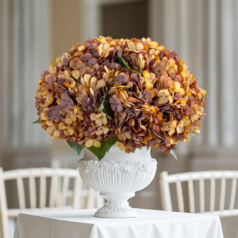 Bailikang 10PCS Fake Hydrangea Artificial Flowers Hydrangea Bouquet for Home Wedding Bridal Bouquet Office Party Table Centerpiece DIY Floral Decor (Autumn Orange) - Image 1