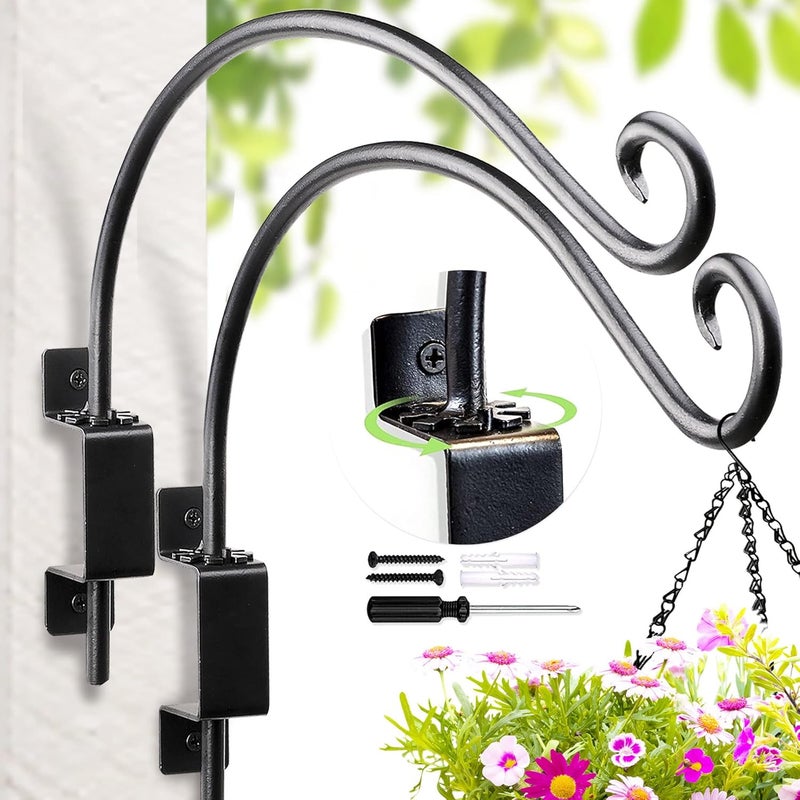 Lifyzoon Swivel Bird Feeder Hanger for Outside - 2Packs 16-Inch Swivel Plant Hooks Outdoor, 25lbs Weight Capacity - Rustproof Wall Hooks for Birdhouse, Wind Chimes, Heavy Plants - Image 1