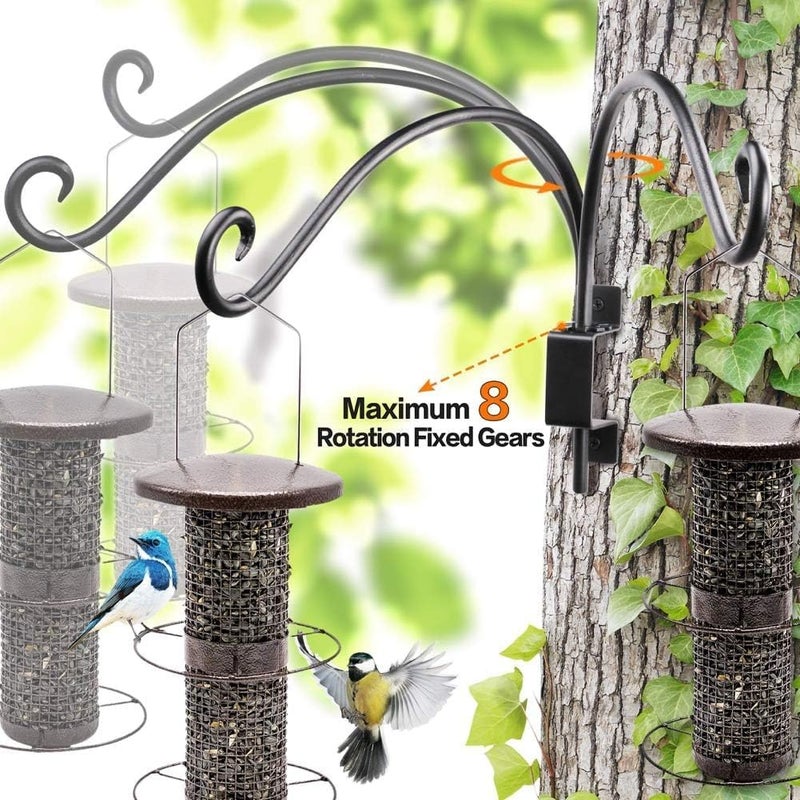 Lifyzoon Swivel Bird Feeder Hanger for Outside - 2Packs 16-Inch Swivel Plant Hooks Outdoor, 25lbs Weight Capacity - Rustproof Wall Hooks for Birdhouse, Wind Chimes, Heavy Plants - Image 5