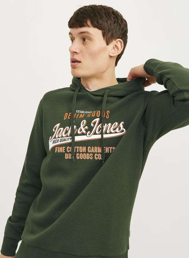 JACK & JONES Logo Print Hoodie with Drawstring - Image 2