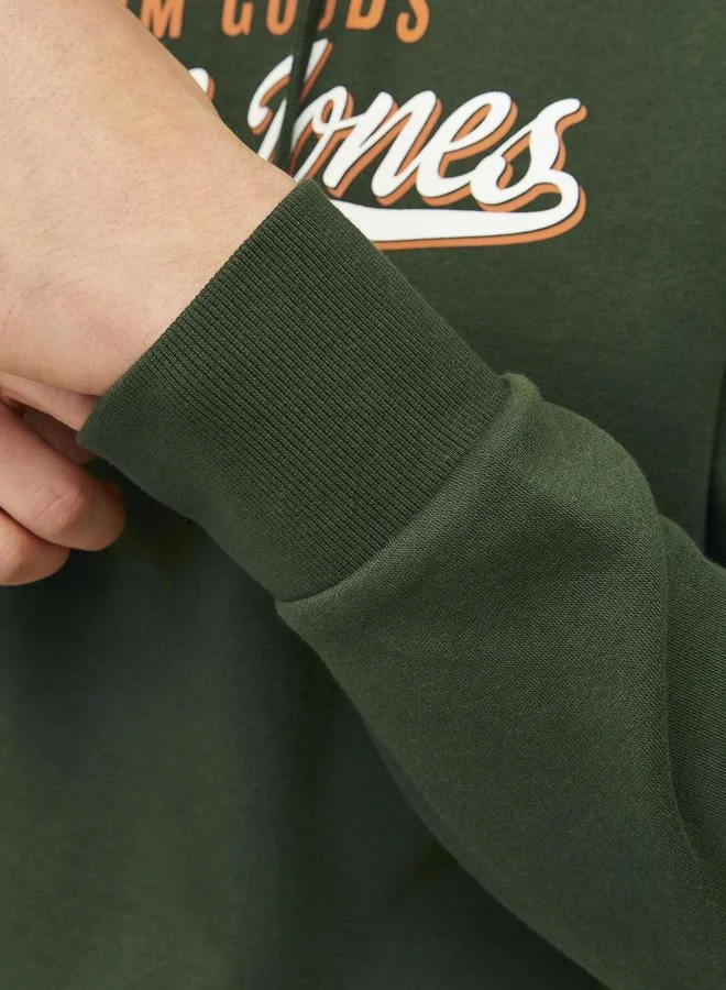JACK & JONES Logo Print Hoodie with Drawstring
