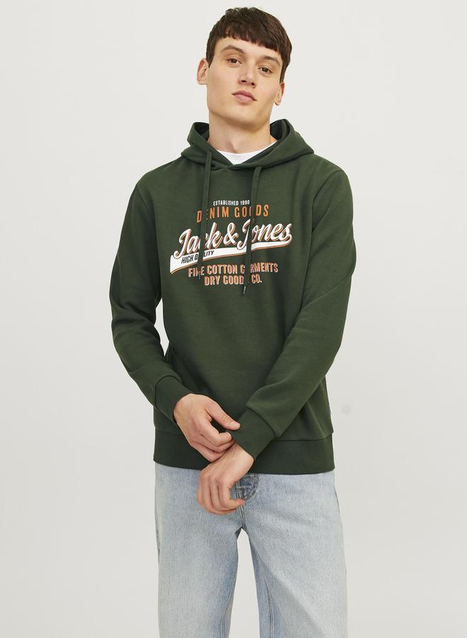 JACK & JONES Logo Print Hoodie with Drawstring - Image 1