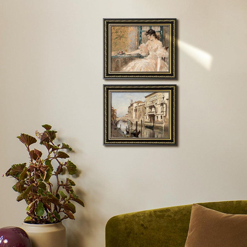 أبس سيمبلز upsimples 8x10 إطار الصورة مع الزجاج الحقيقي 2 حزمة إطارات صور عتيقة مزخرفة للجدار أو الطاولة معروضة الذهب والأسود 8 × 10 إطار صورة للجدار د؟ - Image 4