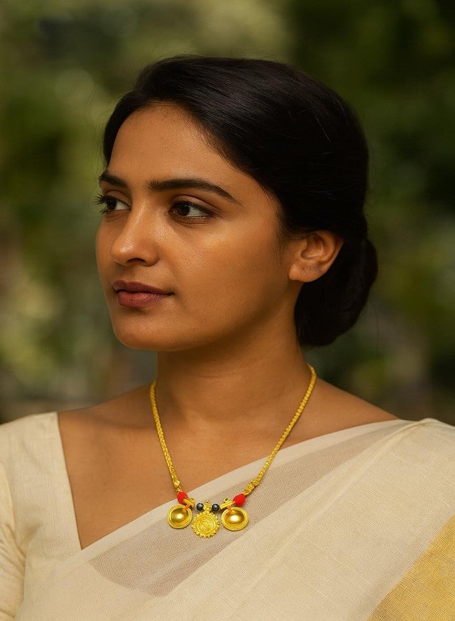SHANKHRAJ MALL Traditional Gold Plated Mangalsutra with Laxmi Coin & Vatti Pendant Design for Women | Ethnic Temple Jewellery Necklace - Image 4