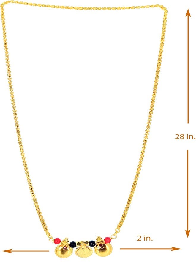 SHANKHRAJ MALL Traditional Gold Plated Mangalsutra with Laxmi Coin & Vatti Pendant Design for Women | Ethnic Temple Jewellery Necklace - Image 3