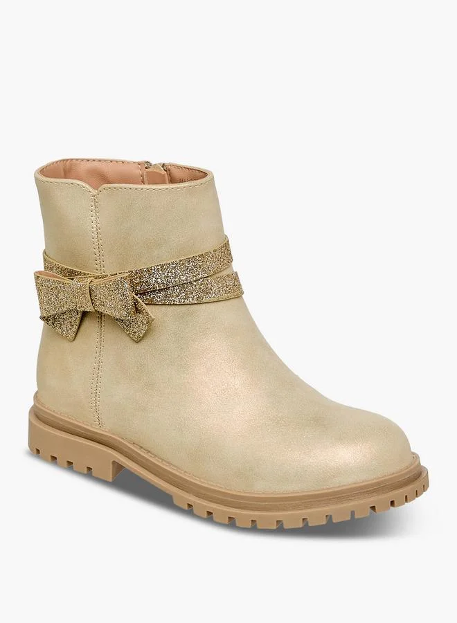 Celeste Girls Bow Embellished High Cut Boots