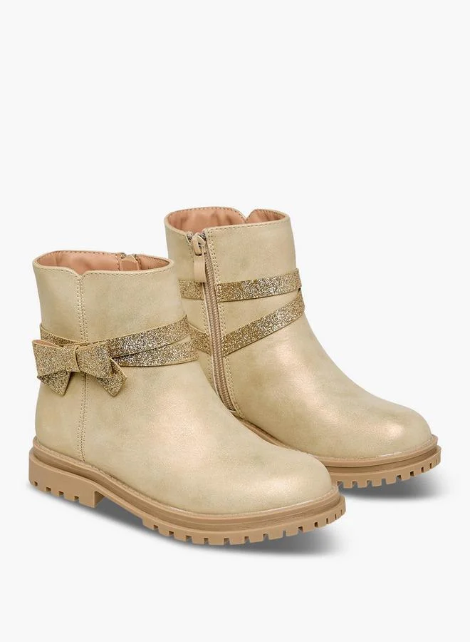Celeste Girls Bow Embellished High Cut Boots