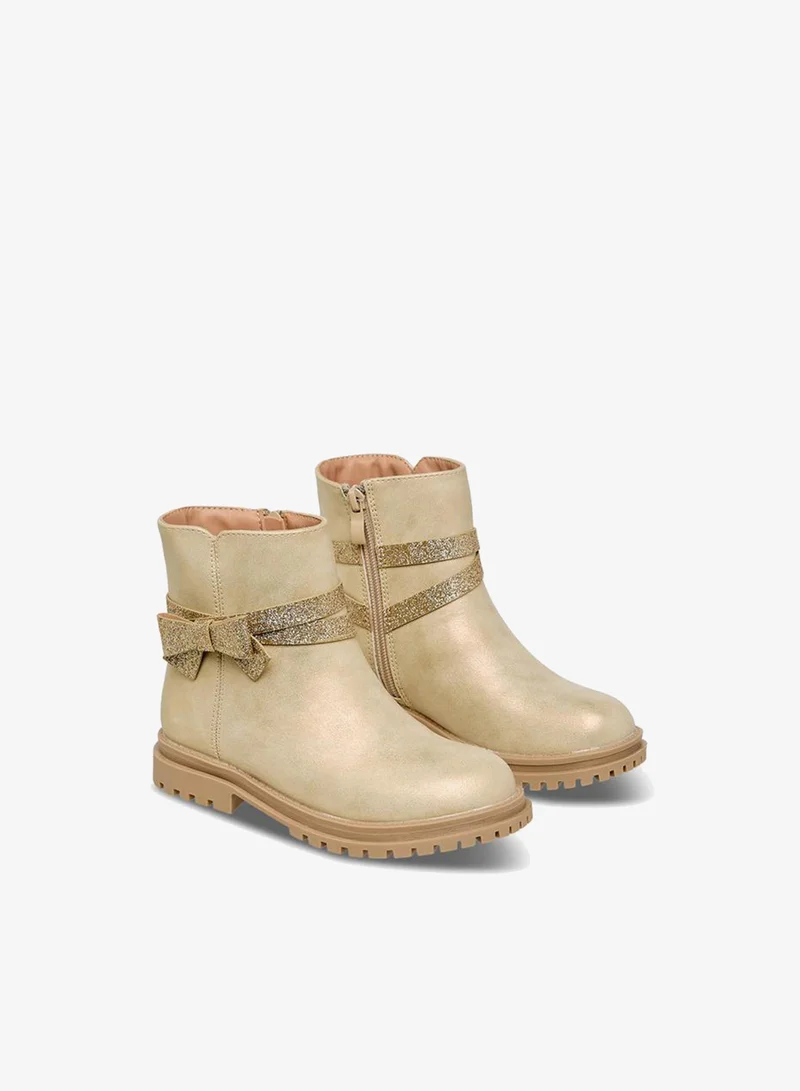 سيليست بوت بناتي بكعب عالٍ مزين بفيونكة