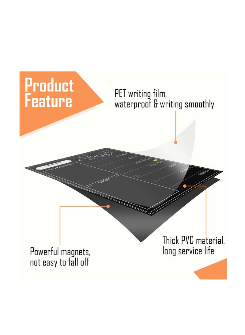 Magnetic Dry Erase Menu Black Board for Fridge, Weekly Meal Planner and Grocery List Notepad for Kitchen, 42cmx30cm Daily Dinner Menu Chalkboard Calendar for Home - Image 4