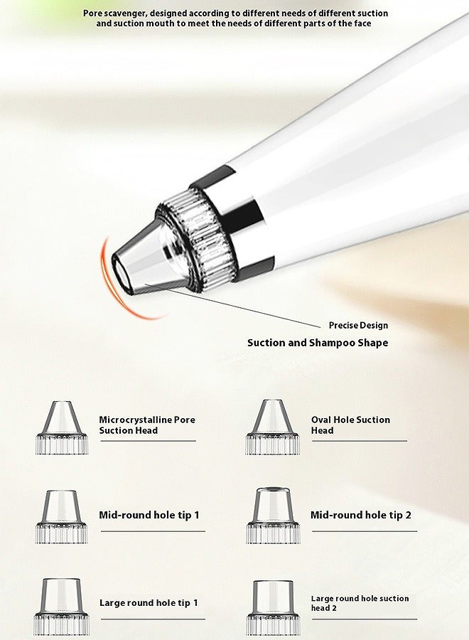 MAANGE Blackhead Remover with 6 Interchangeable Tips, 5 Adjustable Speeds Electric Blackhead Extractor for Face Nose and Chin, USB Rechargeable Blackhead and LED Display  (White) - Image 2