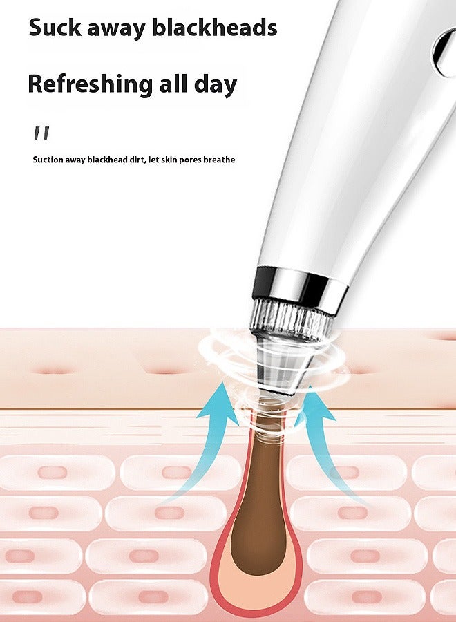 MAANGE Blackhead Remover with 6 Interchangeable Tips, 5 Adjustable Speeds Electric Blackhead Extractor for Face Nose and Chin, USB Rechargeable Blackhead and LED Display  (White) - Image 3