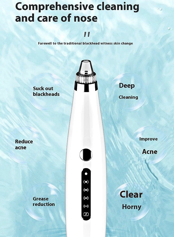 MAANGE Blackhead Remover with 6 Interchangeable Tips, 5 Adjustable Speeds Electric Blackhead Extractor for Face Nose and Chin, USB Rechargeable Blackhead and LED Display  (White) - Image 4