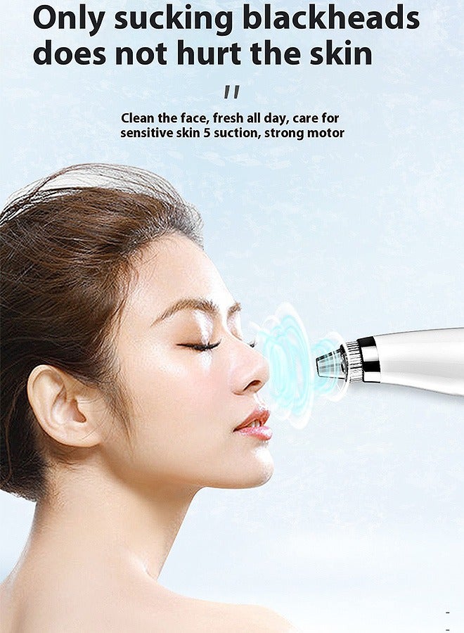 MAANGE Blackhead Remover with 6 Interchangeable Tips, 5 Adjustable Speeds Electric Blackhead Extractor for Face Nose and Chin, USB Rechargeable Blackhead and LED Display  (White) - Image 5