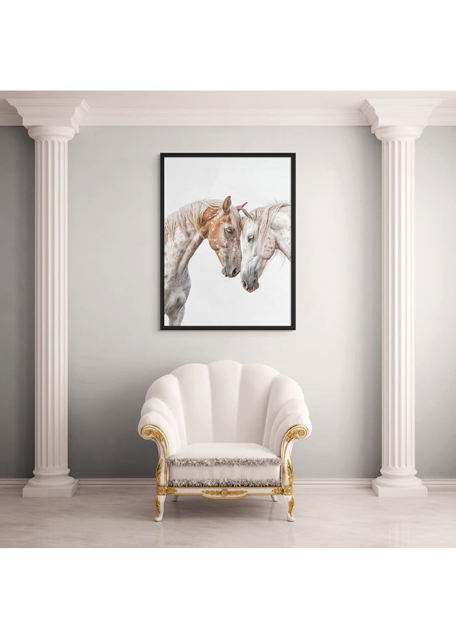 Art Decor Framed Fine Art of Two Horses Portrait Equestrian Artwork Animal Wall Art Print Wall Decor for Home Living Room Bedroom Office Studio and Gifting - Image 2