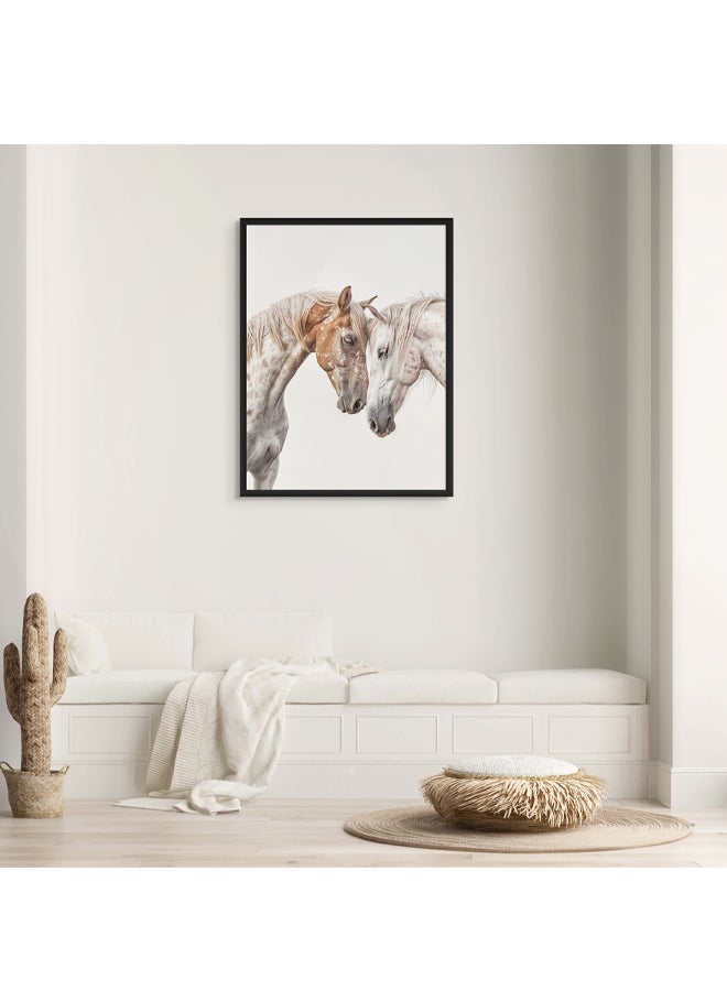 Art Decor Framed Fine Art of Two Horses Portrait Equestrian Artwork Animal Wall Art Print Wall Decor for Home Living Room Bedroom Office Studio and Gifting - Image 3