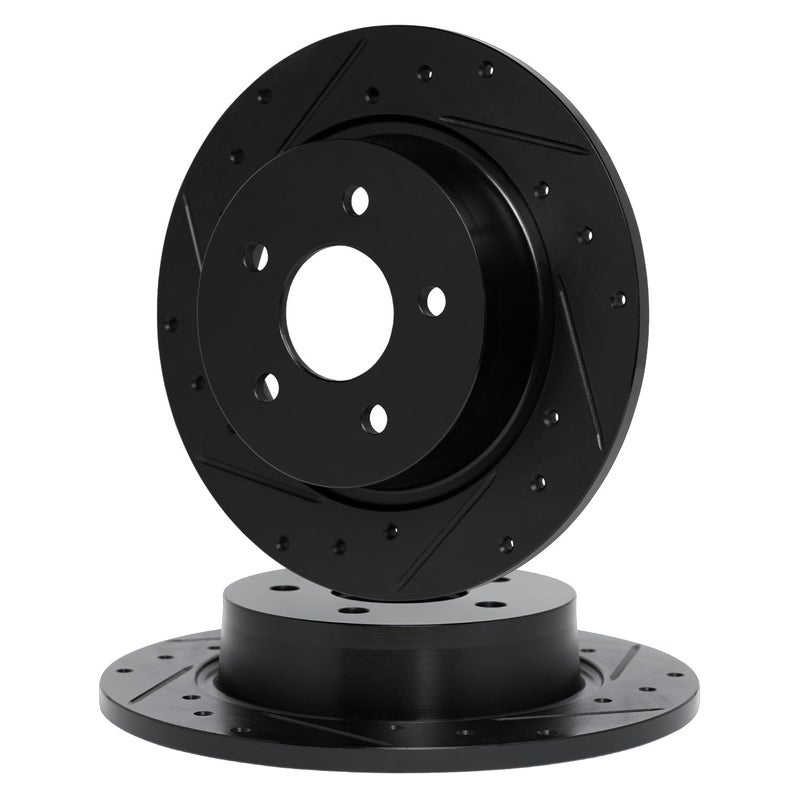 R1 Concepts Rear Brakes and Rotors Rear Drilled Slotted Brake Rotors Rear Disc Brake Rotors Fits 20062010 Audi A3 Volkswagen GTI - Image 2