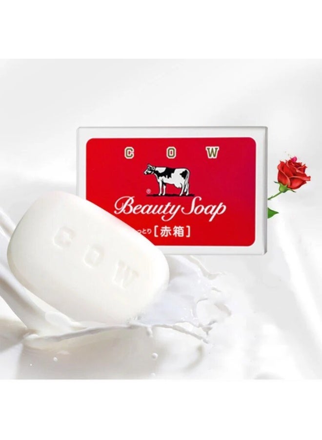Cow Brand Beauty Soap Red Box Rose Fragrance 90g x 3 - Moisturizing Milk Soap -Gentle Face & Body Cleanser - Made in Japan - Image 4