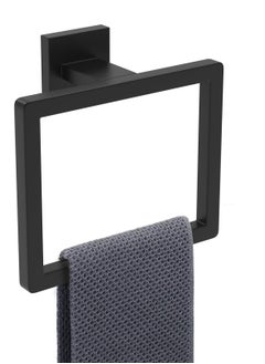 Oasisgalore Hand Towel Holder for Bathroom,  Stainless Steel Square Towel Ring, Towel Ring Holder Brushed Matte Black  - Image 1