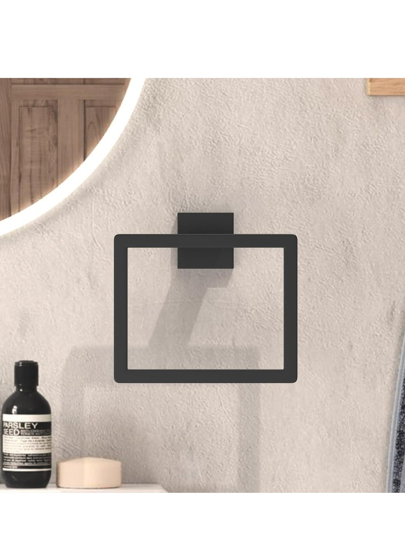 Oasisgalore Hand Towel Holder for Bathroom,  Stainless Steel Square Towel Ring, Towel Ring Holder Brushed Matte Black  - Image 3