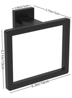 Oasisgalore Hand Towel Holder for Bathroom,  Stainless Steel Square Towel Ring, Towel Ring Holder Brushed Matte Black  - Image 4