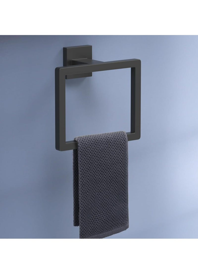 Oasisgalore Hand Towel Holder for Bathroom,  Stainless Steel Square Towel Ring, Towel Ring Holder Brushed Matte Black  - Image 5