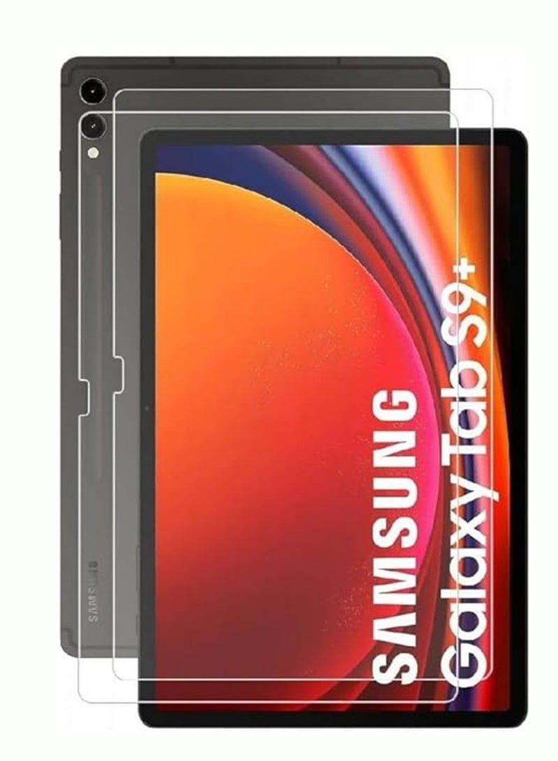 2 Pack Designed for Samsung Galaxy Tab S9 Plus (12.4 inch) and Galaxy Tab S9 FE Plus (12.4 inch) Screen Protector, (Tempered Glass) Anti Scratch, Bubble Free [Easy Installation] Cover - Image 1