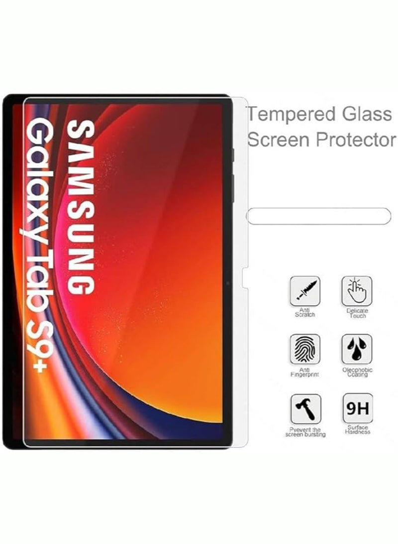2 Pack Designed for Samsung Galaxy Tab S9 Plus (12.4 inch) and Galaxy Tab S9 FE Plus (12.4 inch) Screen Protector, (Tempered Glass) Anti Scratch, Bubble Free [Easy Installation] Cover - Image 2