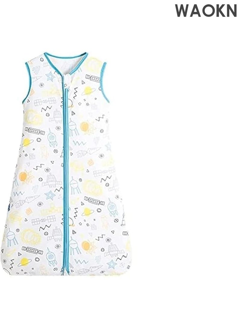 دبليو أيه أو كي أن كيس نوم للأطفال الرضع - بطانية قابلة للارتداء - طقم ملابس حديثي الولادة مع بيجامات متناسقة - كيس نوم من القطن الناعم، حقيبة نوم للأطفال حديثي الولادة، بطانية ملابس للبنات، بيجامات صغيرة، بيجامات للأولاد، طقم ملابس بالإضافة إلى فستان كيس النوم مناسب للأطفال من عمر 0-3 و3-6 و6-12 و12-18 شهرًا (S) - Image 2