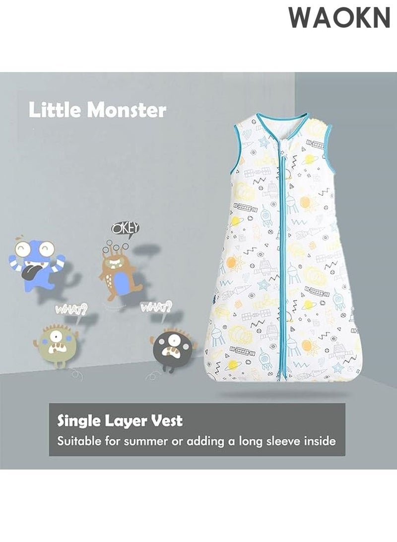 دبليو أيه أو كي أن كيس نوم للأطفال الرضع - بطانية قابلة للارتداء - طقم ملابس حديثي الولادة مع بيجامات متناسقة - كيس نوم من القطن الناعم، حقيبة نوم للأطفال حديثي الولادة، بطانية ملابس للبنات، بيجامات صغيرة، بيجامات للأولاد، طقم ملابس بالإضافة إلى فستان كيس النوم مناسب للأطفال من عمر 0-3 و3-6 و6-12 و12-18 شهرًا (S) - Image 1