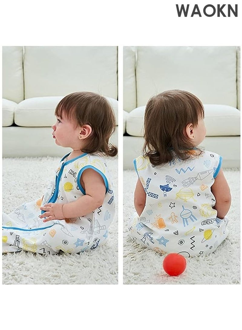 دبليو أيه أو كي أن كيس نوم للأطفال الرضع - بطانية قابلة للارتداء - طقم ملابس حديثي الولادة مع بيجامات متناسقة - كيس نوم من القطن الناعم، حقيبة نوم للأطفال حديثي الولادة، بطانية ملابس للبنات، بيجامات صغيرة، بيجامات للأولاد، طقم ملابس بالإضافة إلى فستان كيس النوم مناسب للأطفال من عمر 0-3 و3-6 و6-12 و12-18 شهرًا (S) - Image 3