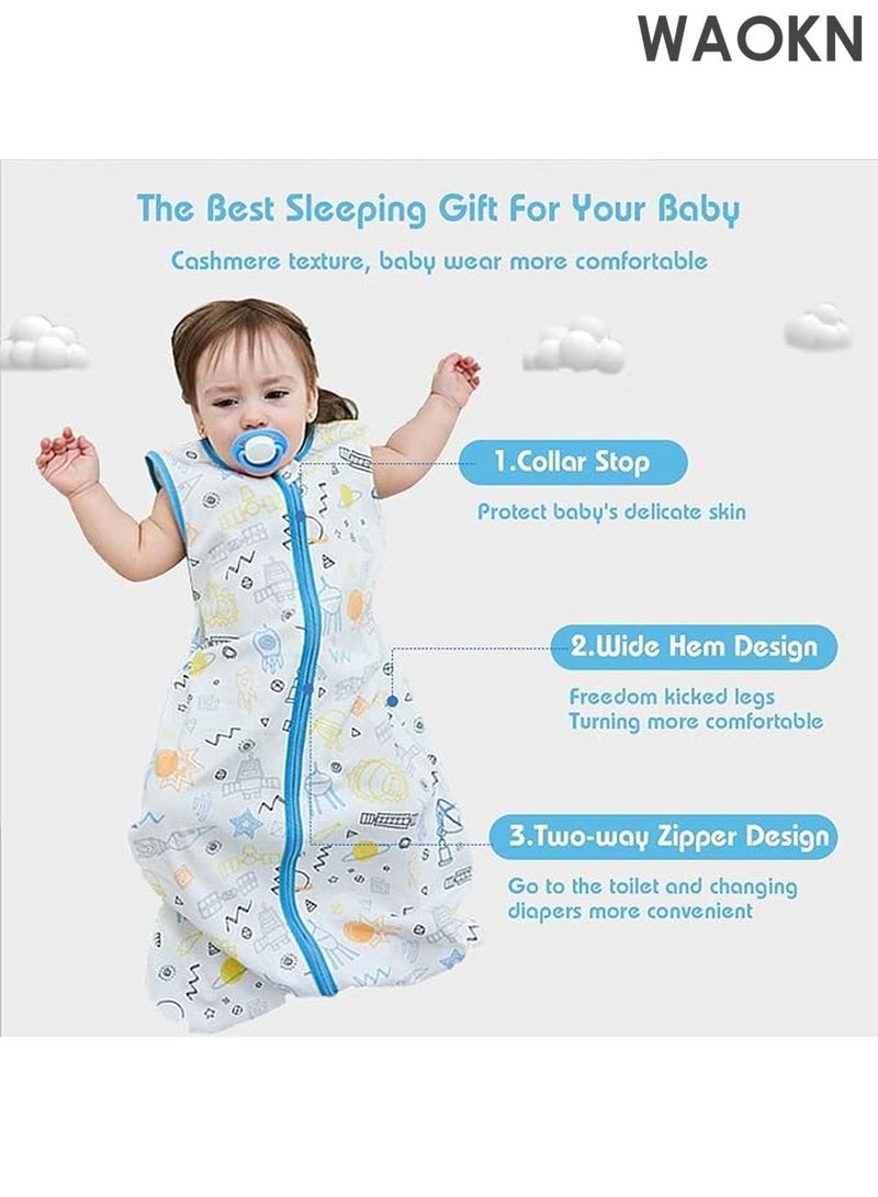 دبليو أيه أو كي أن كيس نوم للأطفال الرضع - بطانية قابلة للارتداء - طقم ملابس حديثي الولادة مع بيجامات متناسقة - كيس نوم من القطن الناعم، حقيبة نوم للأطفال حديثي الولادة، بطانية ملابس للبنات، بيجامات صغيرة، بيجامات للأولاد، طقم ملابس بالإضافة إلى فستان كيس النوم مناسب للأطفال من عمر 0-3 و3-6 و6-12 و12-18 شهرًا (S) - Image 5