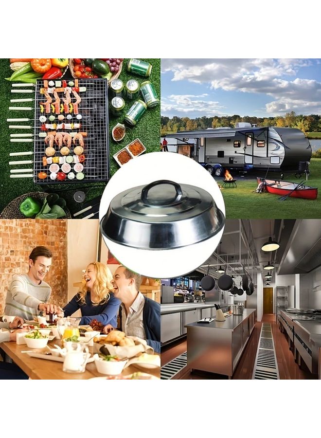 غطاء تتبيل من الفولاذ المقاوم للصدأ 12 قبة إذابة الجبن مقاس 6 بوصة لشواية القمة المسطحة - Image 5