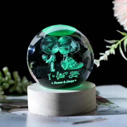ZRENJHUS Love You Gift for Her Lovers 3D Crystal Ball Couple Gift Valentine's Gifts idea for Women 60mm Glass Romantic Gift for Wife Globe Decor I Love You Gifts Anniversary Christmas Birthday Gifts - Image 4
