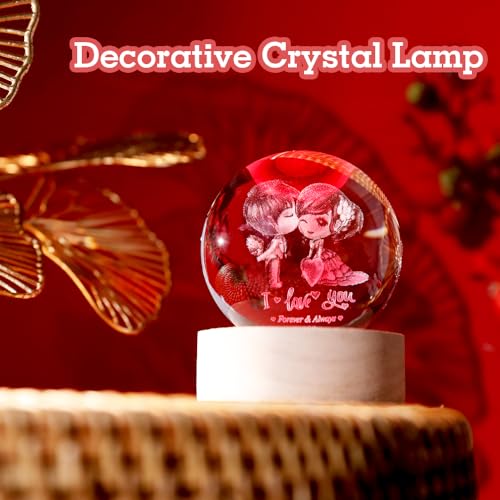 ZRENJHUS Love You Gift for Her Lovers 3D Crystal Ball Couple Gift Valentine's Gifts idea for Women 60mm Glass Romantic Gift for Wife Globe Decor I Love You Gifts Anniversary Christmas Birthday Gifts - Image 3