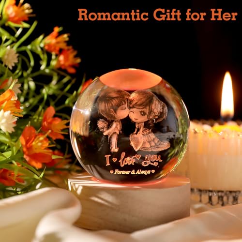 ZRENJHUS Love You Gift for Her Lovers 3D Crystal Ball Couple Gift Valentine's Gifts idea for Women 60mm Glass Romantic Gift for Wife Globe Decor I Love You Gifts Anniversary Christmas Birthday Gifts - Image 2