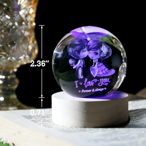 ZRENJHUS Love You Gift for Her Lovers 3D Crystal Ball Couple Gift Valentine's Gifts idea for Women 60mm Glass Romantic Gift for Wife Globe Decor I Love You Gifts Anniversary Christmas Birthday Gifts - Image 5
