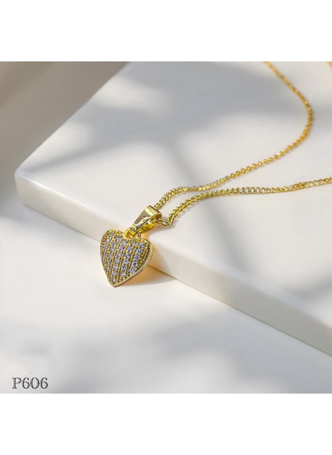 3Diamonds 3DIAMONDS Women's Gold-Plated Heart Pendant Necklace with Crystal Inlay  - Image 1
