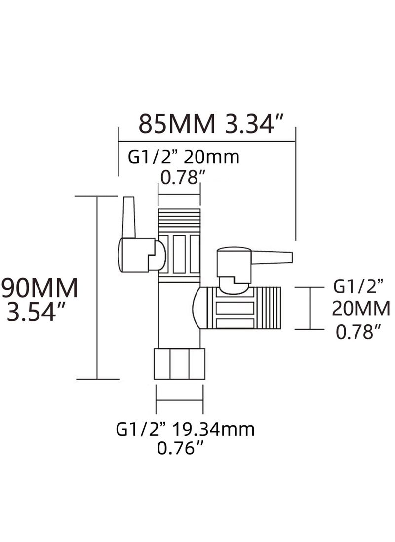 SYOSI - Shower Head Diverter Valve, 100% Solid Brass Shower Arm Diverter Valve for Hand Held Showerhead and Fixed Spray Head, G12 20mm Diameter 3 Way Bathroom Universal Shower System Replacement Part, DSF009 - Image 1