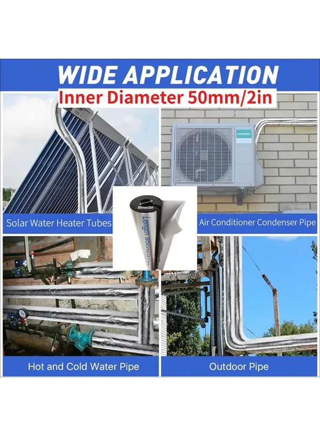 2 Inch Self Adhesive Pipe Insulation Tube with Aluminum Foil Lining Freeze Proof - Image 1