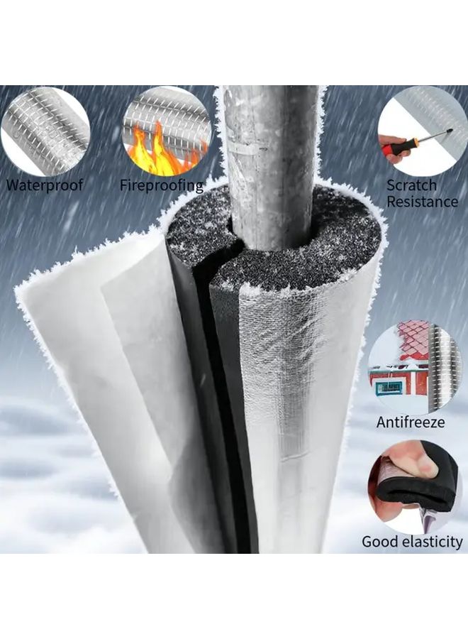 2 Inch Self Adhesive Pipe Insulation Tube with Aluminum Foil Lining Freeze Proof - Image 2